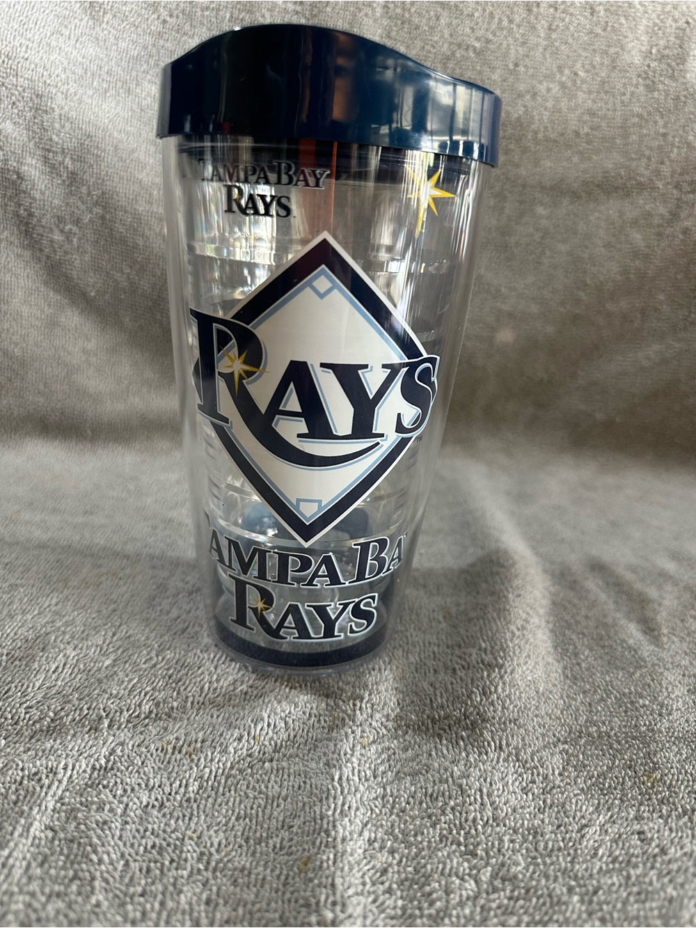 Tampa Bay Rays Clear Travel Tumbler with Navy Lid